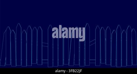 An old wooden fence contour on a blue background symbolizes lives lost in traffic accidents. The line drawing represents a sobering statistical tally. Stock Vector
