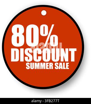 80 Percent Off Discount Summer Sale Vector – Seasonal Shopping Promotion, Special Offer and Retail Marketing Banner Stock Vector