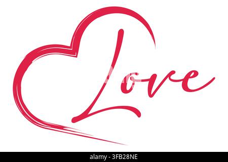 Heart Outline with Love Text Logo Stock Vector