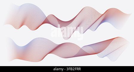 Abstract background with colorful wavy lines isolated on white background, dynamic wave pattern, modern and technology concept, vector illustration. Stock Vector
