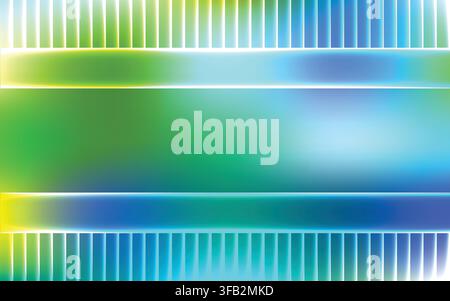 Abstract background with a color gradient between green and blue with glass effect at the top and bottom, vector illustration. Stock Vector