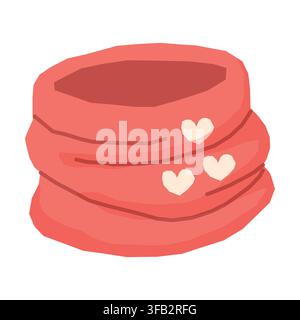 Red Winter Neck Warmer Snood with Hearts Stock Vector