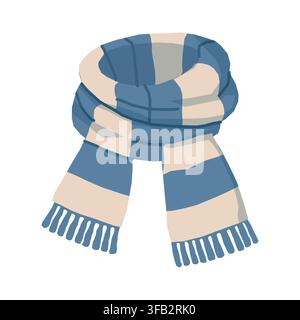 Blue and White Striped Winter Scarf Stock Vector