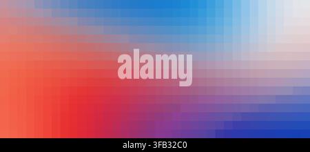 Colorful geometric pattern creating a smooth pixelated red and blue gradient transition Stock Photo