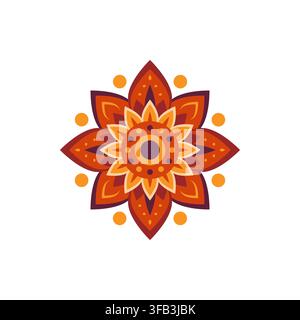 Indian Floral Mandala Ornament Vector Icon Stock Vector