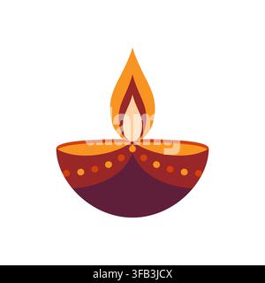 Indian Burning Oil Diya Lamp Vector Icon Stock Vector