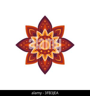 Indian Floral Mandala Ornament Vector Icon Stock Vector