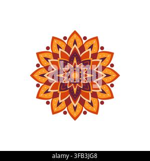 Indian Floral Mandala Ornament Vector Icon Stock Vector
