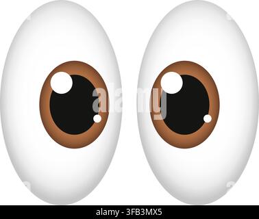 Glossy Cartoon Brown Eyes Isolated Icon. Vector Illustration Stock Vector