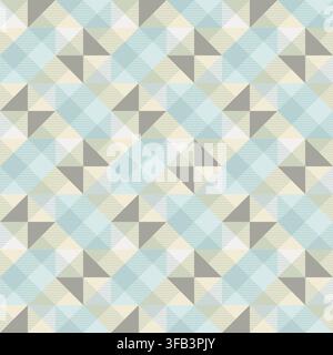 Geometric precision aesthetic, color block tessellation modern seamless vector patterns. Neutral retro colors. Repeatable design for fabric collection Stock Vector