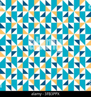 Geometric precision aesthetic, color block tessellation modern seamless vector patterns. Neutral retro colors. Repeatable design for fabric collection Stock Vector
