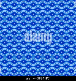 Curved ogee lines and small squares in flowing rhythm, abstract geometric background, seamless vector pattern Stock Vector