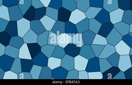 Flat illustration of seamless blue mosaic pattern depicting voronoi polygon tessellation for background and wallpaper design Stock Vector