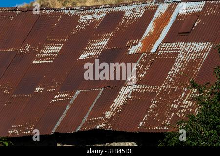 Rusty corrugated metal roof in Auvergne France Stock Photo