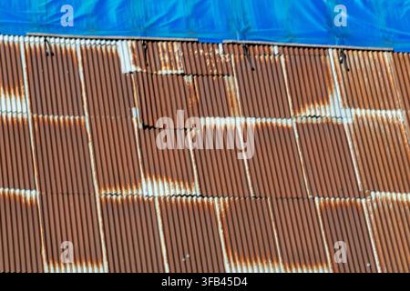 Rusty corrugated metal roof in Auvergne France Stock Photo
