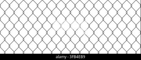 Realistic metal wire chain link fence seamless pattern. Steel lattice with rhombus, diamond shape. Grid fence background. Prison wire mesh seamless Stock Vector