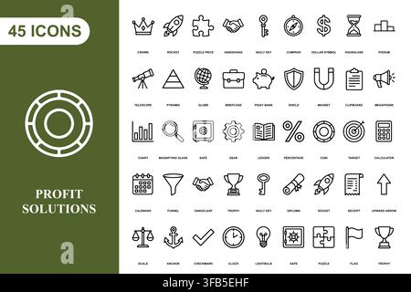 A comprehensive collection of forty five professional business and finance outline icons for corporate projects. Stock Vector