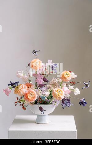 Elegant Floral Arrangement in Ceramic Vase at Archive Studios Toronto Stock Photo
