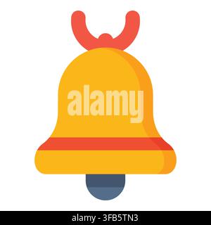 Golden bell icon representing a notification, alert, or reminder for applications and websites, providing important updates Stock Vector