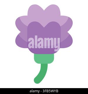 Illustration of a stylized purple flower showcasing elements of blossom, foliage, and ornate details reflecting the themes of spring, vitality, and na Stock Vector