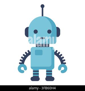 Robot character icon in flat design, symbolizing ai, automation, digital technology, innovation, and futuristic concepts Stock Vector