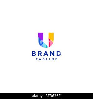 Colorful Fragments Initial Letter U Logo design. Colorful Mosaic Initial U Letter Logo Design. Stock Vector