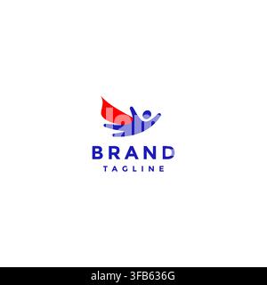 Simple People Flying Free logo design. Simple Flying Superhero Icon Logo Design. Stock Vector