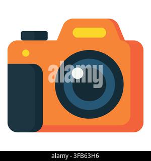 Orange camera icon representing photography, digital capture, and multimedia technology for web design and app interfaces Stock Vector