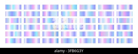 Iridescent gradient swatches. Pastel and neon color design abstract collection. Soft glow and elegant depth Stock Vector