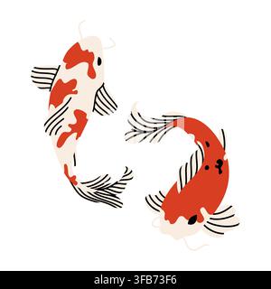 Japanese Koi Carp Fish Pair Vector Illustration Stock Vector