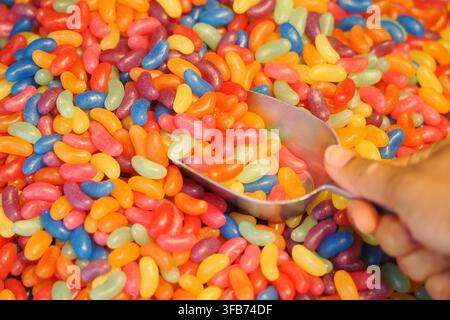 Colorful jelly beans in a candy shop display Stock Photo