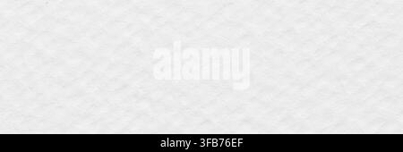 Blank white watercolor paper background showing subtle fibrous texture and soft grain in a wide panoramic format with empty copy space for design and Stock Photo