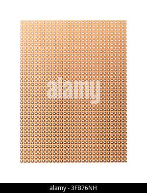 Universal perfboard, dot matrix prototyping board for building electronic circuits, made of phenolic paper with single sided copper coating. Stock Photo