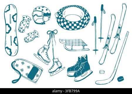 Winter Sports Equipment vector set Stock Vector