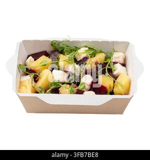 Beetroot and pineapple salad with feta in box Stock Photo