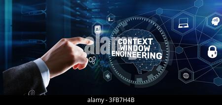 Context window engineering concept for AI and machine learning optimization with interactive digital interface Stock Photo