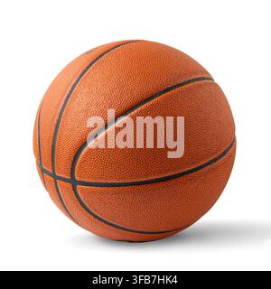 Orange Basketball Isolated On White Background With Shadow Stock Photo
