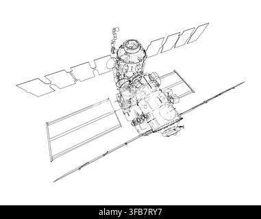 detailed illustration of a space station in orbit Stock Vector