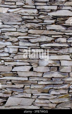 Textured Dry Stone Slate Wall Surface Background Stock Photo
