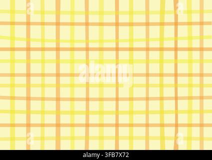 A grid pattern featuring intersecting orange and yellow lines on a pale yellow background. The lines form squares, creating a plaid-like appearance. Stock Vector
