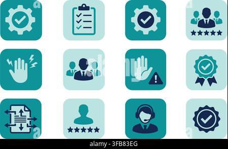 Business and service vector icon set features flat style design on a transparent background, depicting various professional concepts. Stock Vector
