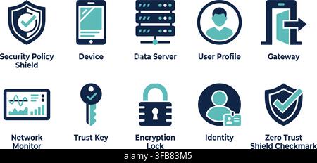 Cybersecurity infographic elements showing server hardware and identity management icons for modern tech architecture. Stock Vector