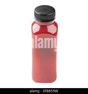 Red berry smoothie drink in takeaway bottle Stock Photo