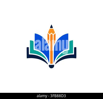 Modern Pencil Book Education School Creative Writing Logo Vector Design Stock Vector