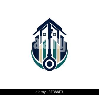 Modern Real Estate Key House Architecture Logo Design Vector Concept Stock Vector