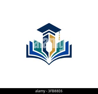 Modern Academic Graduation Cap Pen Book School Logo Vector Template Stock Vector