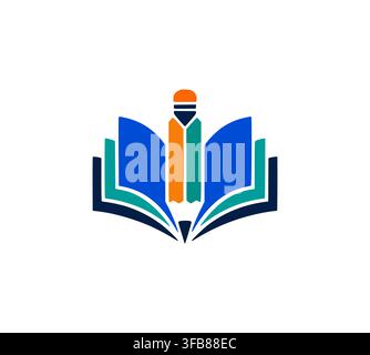Modern Book Pencil Education Writer Academy School Logo Design Vector Stock Vector