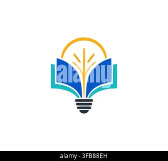 Modern Book Lightbulb Idea Education Knowledge Logo Design Vector Concept Stock Vector