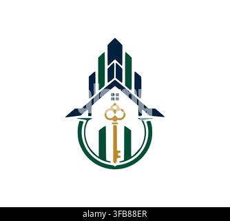 Modern Key Real Estate Building Property Agent Logo Vector Illustration Stock Vector