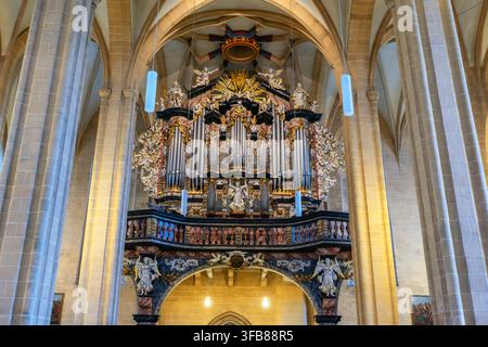 The Klais organ of St. Severi Church in historic City of Erfurt. The capital city of the federal state of Thuringia, Germany. Stock Photo